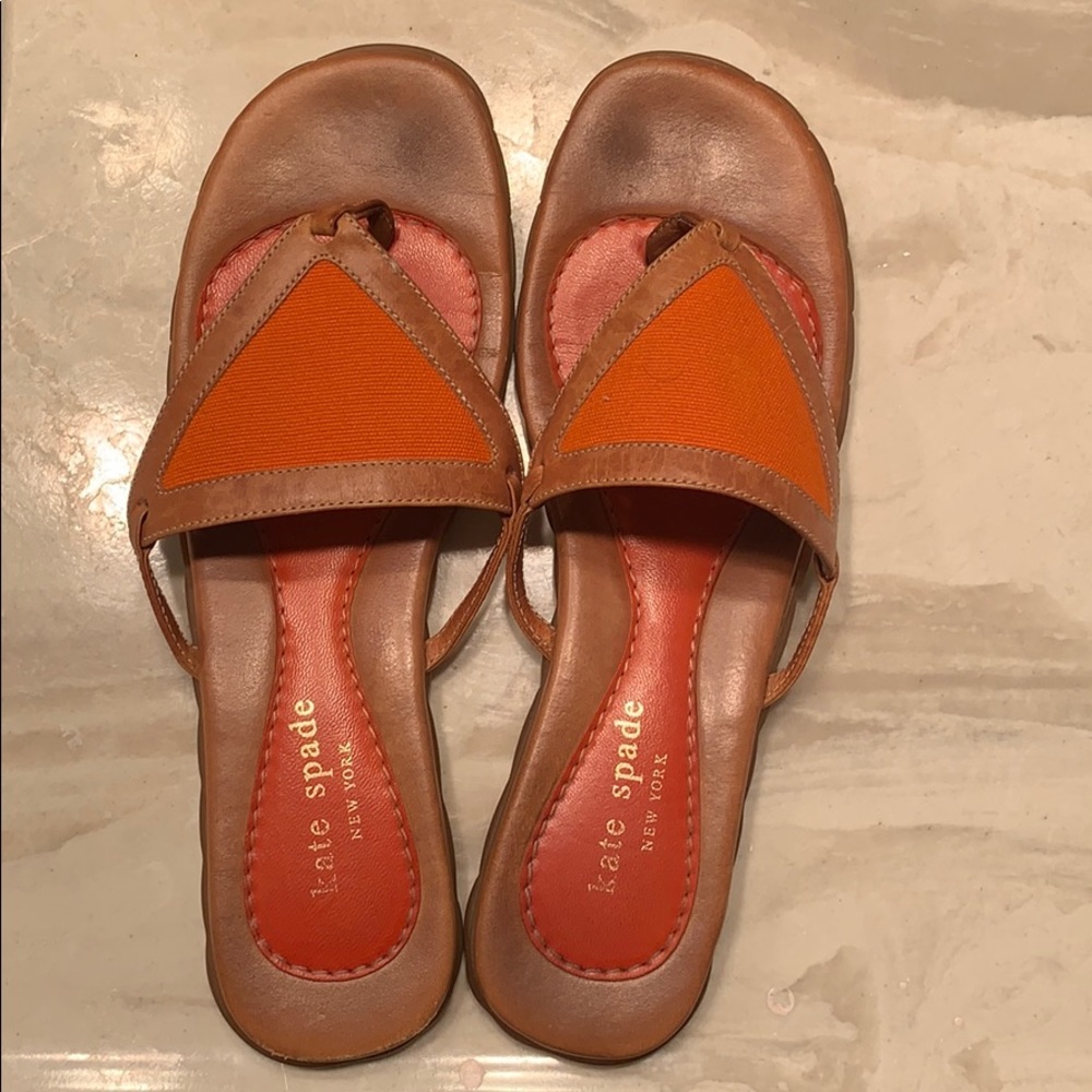 Kate Spake New York Leather and Canvas Flip-flops